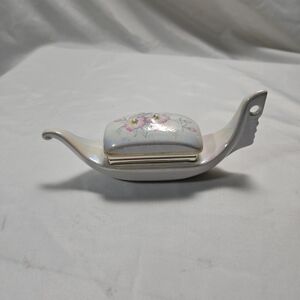 Vintage 1950's Capodimonte Italian Gondola Shaped Hinge Trinket Jewelery Box